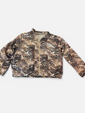 Animal Print Zip-Front Jacket - Brown/Tan